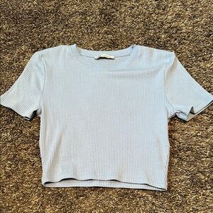 Light Blue Ribbed Women's Top
